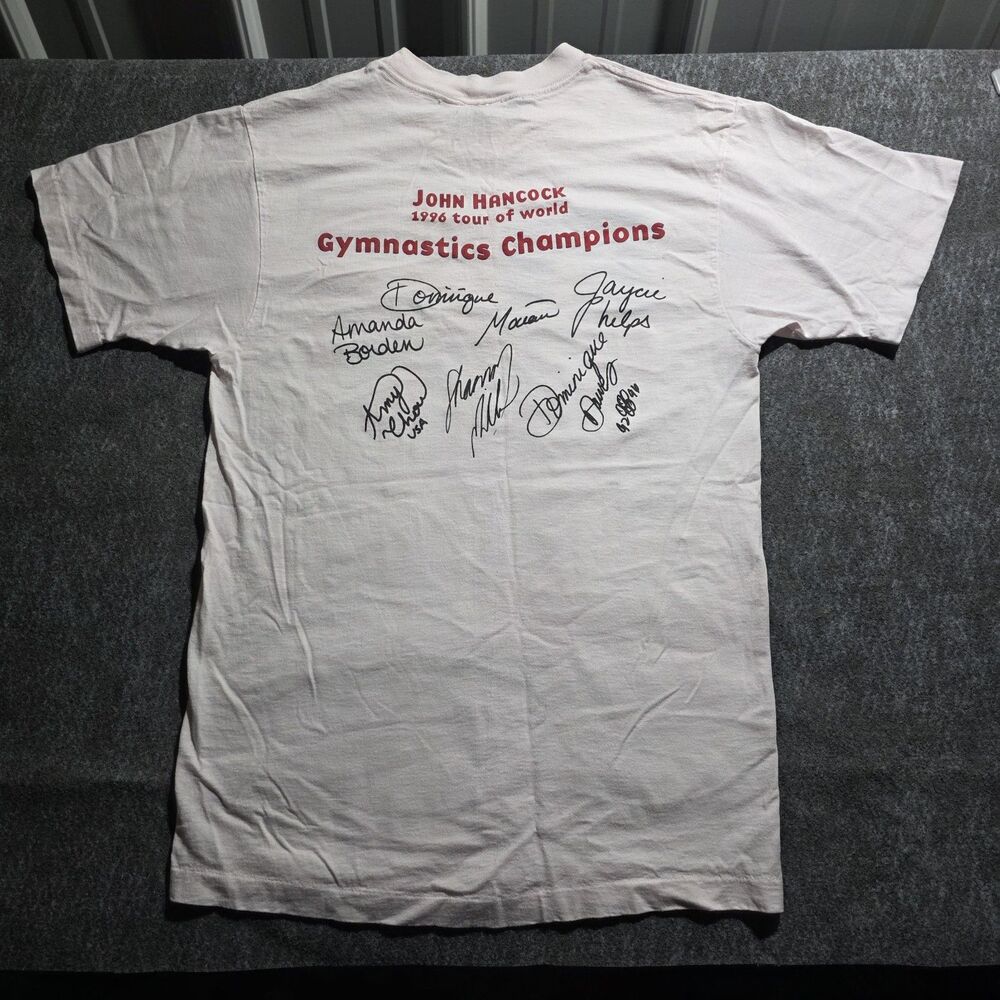 Vintage John Hancock Tour of the World Gymnastics Shirt Men’s M White - Picture 5 of 8